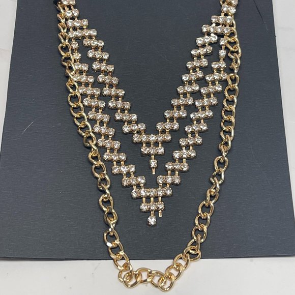 bebe Jewelry - BeBe GOLD RHINESTONE CHAIN LINK 3 LAYER NECKLACE new in packet